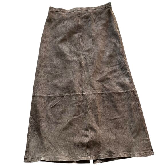 Vintage Skirt Womens Size 14 Brown Leather Western Modest Rustic Rodeo Retro - Picture 1 of 7